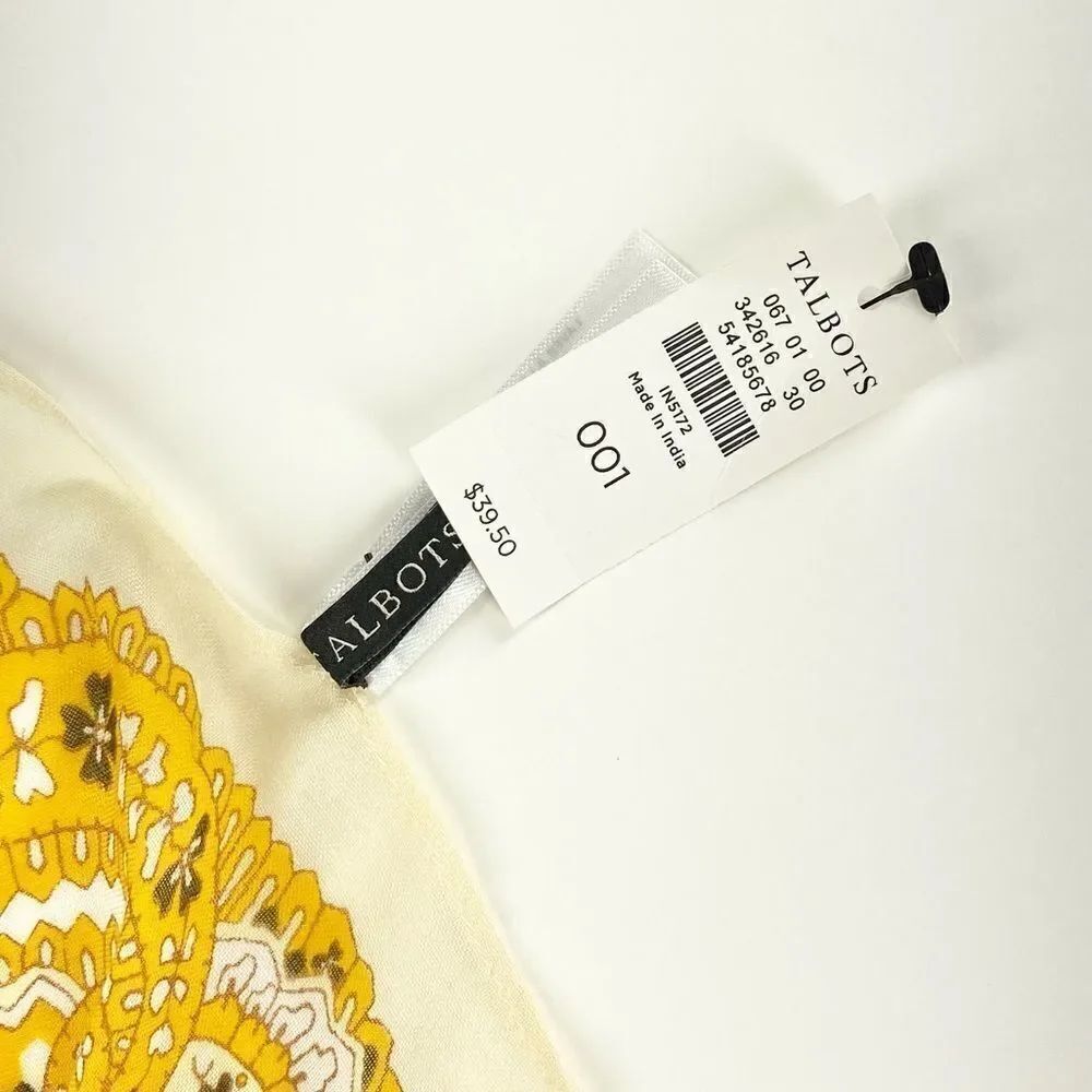 Talbots classic yellow printed scarf - Picture 3 of 6